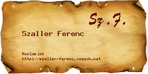 Szaller Ferenc névjegykártya